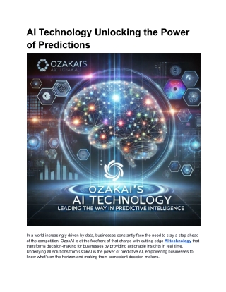 AI Technology Unlocking the Power of Predictions