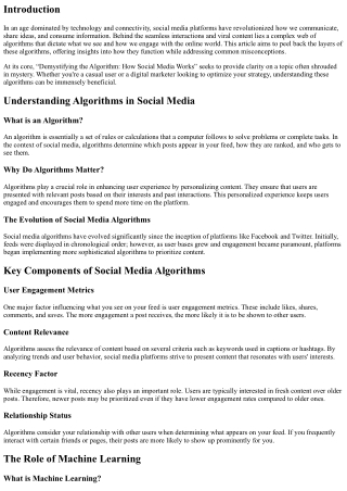 “Demystifying the Algorithm: How Social Media Works”