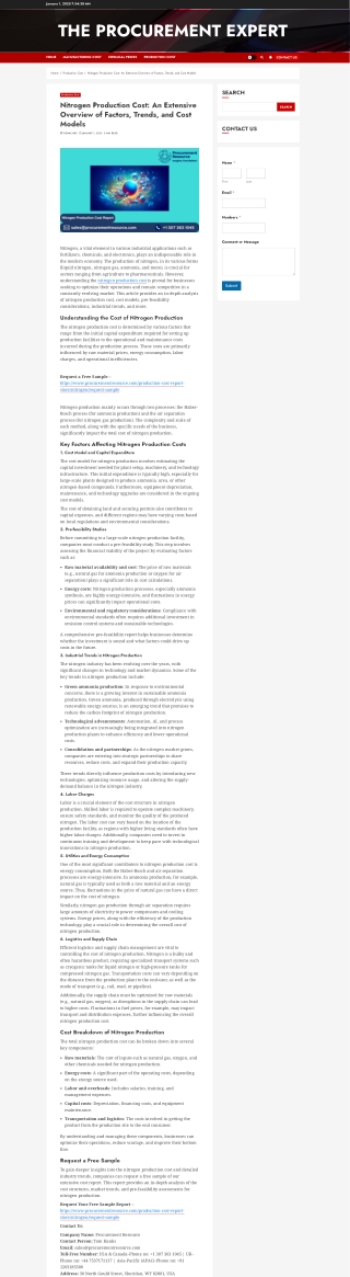 Nitrogen Production Cost