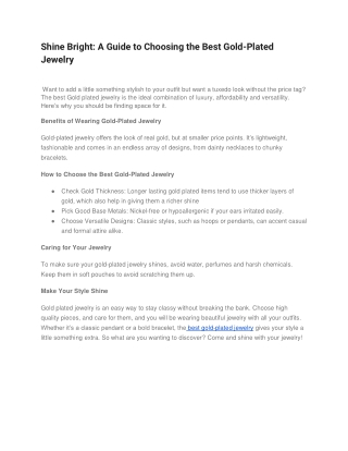 Shine Bright: A Guide to Choosing the Best Gold-Plated Jewelry