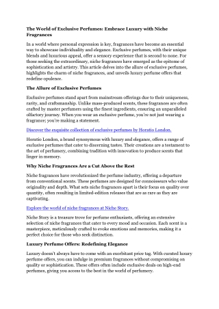 Nischenparfums für Männer Schweiz