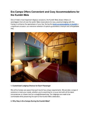 Era Camps Offers Convenient and Cozy Accommodations for the Kumbh Mela