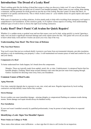Leaky Roof? Don't Panic! Call Avalon for Quick Repairs!