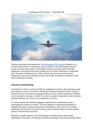 Air Botswana FRA Terminal