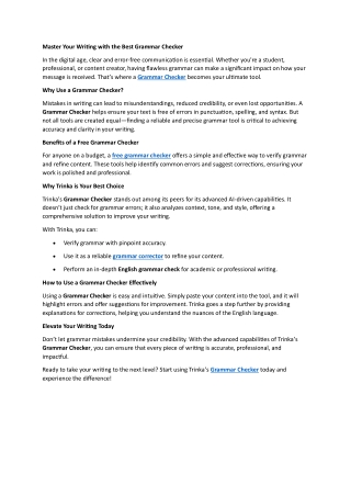 Master Your Writing with the Best Grammar Checker