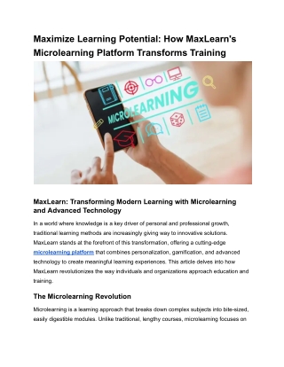 Maximize Learning Potential_ How MaxLearn's Microlearning Platform Transforms Training
