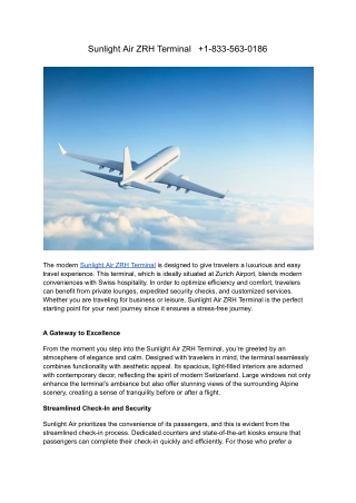 Sunlight Air ZRH Terminal