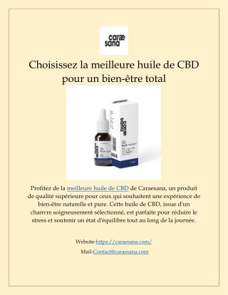 Choisissez la meilleure huile de CBD pour un bien