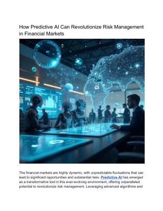How Predictive AI Can Revolutionize Risk Management in Financial Markets