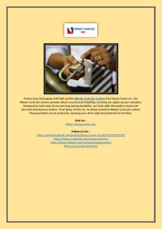 Master Locks for Lockers – Secure & Durable Lock Solutions | Spray Contec Inc.