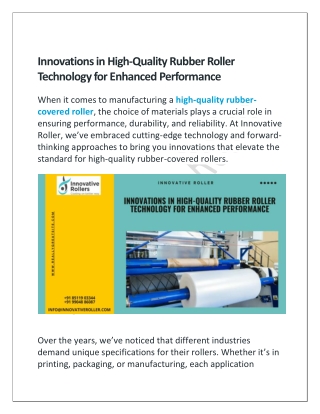 Innovations in High-Quality Rubber Roller Technology for Enhanced Performance