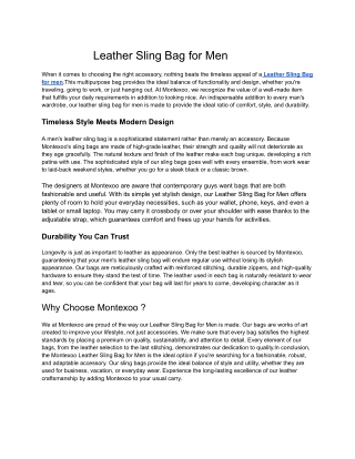 Leather Sling Bag for Men