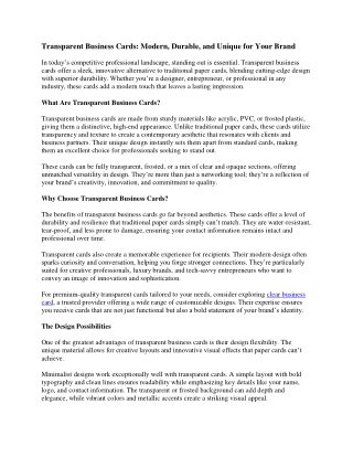 Transparent Business Cards