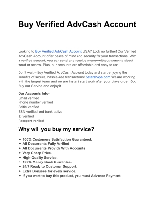 Buy Verified AdvCash Account