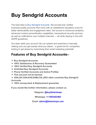 Buy Sendgrid Accounts