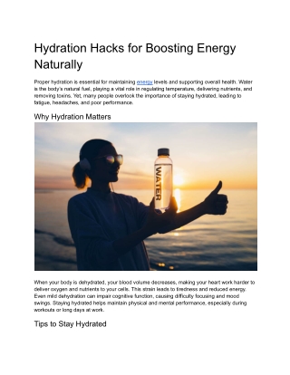 Hydration Hacks for Boosting Energy Naturally