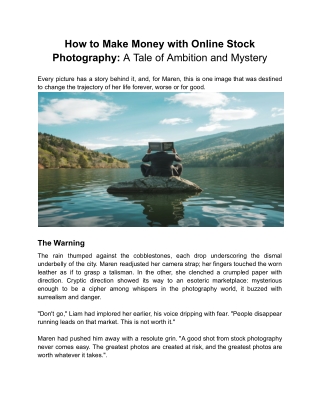 How to Make Money with Online Stock Photography_ A Tale of Ambition and Mystery