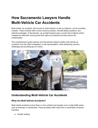 How Sacramento Lawyers Handle Multi-Vehicle Car Accidents