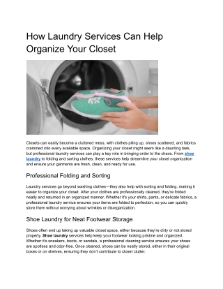 How Laundry Services Can Help Organize Your Closet