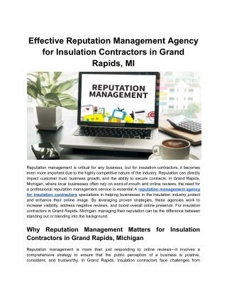 Effective Reputation Management Agency for Insulation Contractors in Grand Rapids, MI