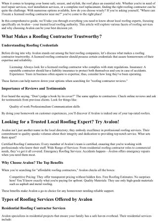 Looking for a Trusted Local Roofing Expert? Try Avalon!