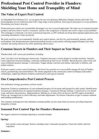 Affordable Pest Solutions