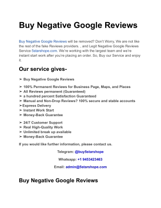 Buy Negative Google Reviews