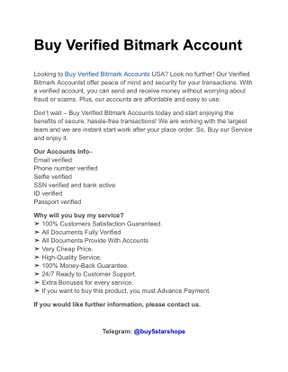 Buy Verified Bitmark Account
