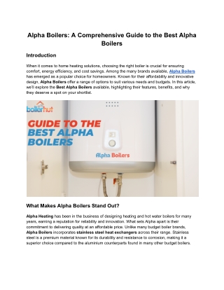 Alpha Boilers A Comprehensive Guide to the Best Alpha Boilers