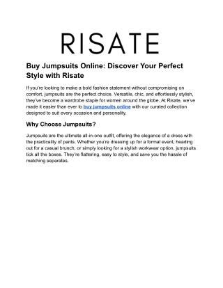Buy Jumpsuits Online_ Discover Your Perfect Style with Risate