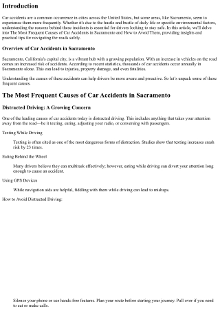 The Most Frequent Causes of Car Accidents in Sacramento and How to Avoid Them