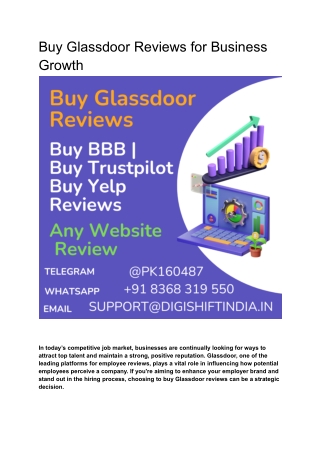 Buy Glassdoor Reviews for Business Growth