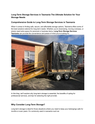 Long-Term Storage Services in Tasmania The Ultimate Solution for Your Storage Needs - Google Docs