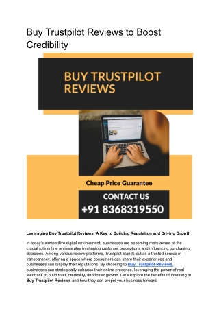 Buy Trustpilot Reviews to Boost Credibility
