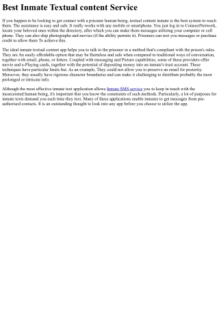Best Inmate Textual content Assistance