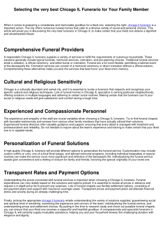 Choosing the Best Chicago IL Funerario for Your Loved One