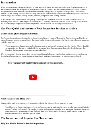 Get Your Quick and Accurate Roof Inspection Services at Avalon