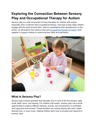 Exploring the Connection Between Sensory Play and Occupational Therapy for Autism