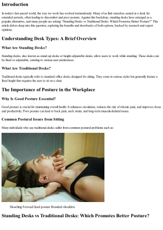 “Standing Desks vs Traditional Desks: Which Promotes Better Posture?”