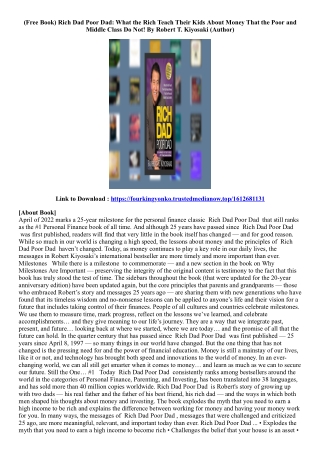 [Kindle Book] Rich Dad Poor Dad: What the Rich Teach Their Kids About Money That