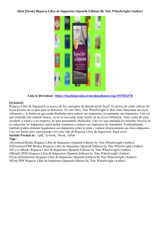 (View PDF) Riqueza Libre de Impuestos (Spanish Edition) By Tom Wheelwright (Auth