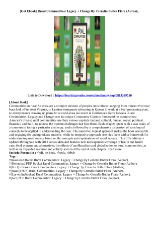 [View PDF] Rural Communities: Legacy   Change By Cornelia Butler Flora (Author),