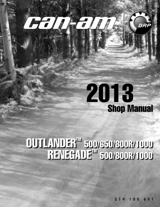 2013 CAN-AM OUTLANDER 500  650  800R  1000 and RENEGADE 500  800R  1000 Service Repair Manual Instant Download