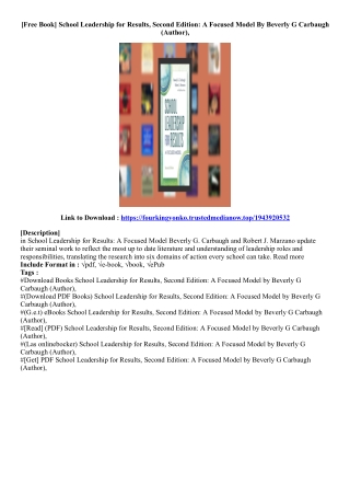 (Ebook Download) School Leadership for Results, Second Edition: A Focused Model