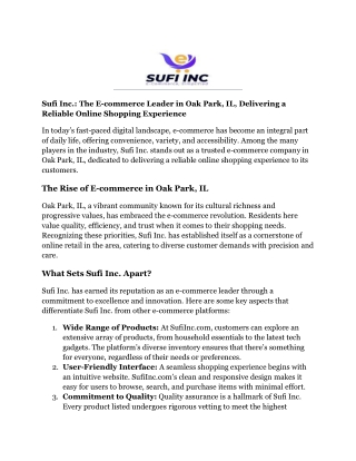 Sufi Inc. E-commerce Leader
