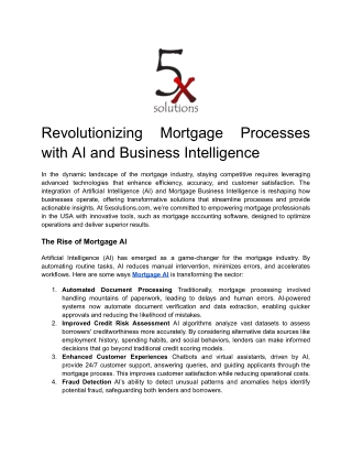 Predictive analytics in mortgage