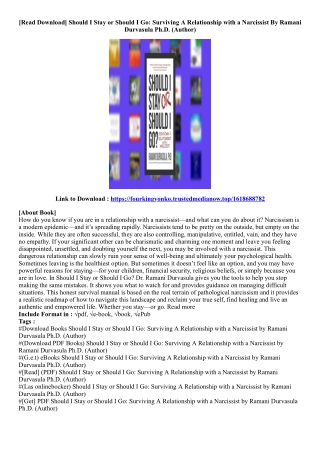 [Get Book] Should I Stay or Should I Go: Surviving A Relationship with a Narciss