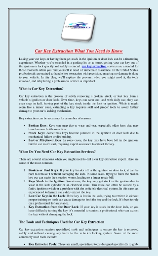 Car Key Extraction What You Need to Know