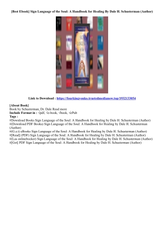 (Free Download) Sign Language of the Soul: A Handbook for Healing By Dale H. Sch