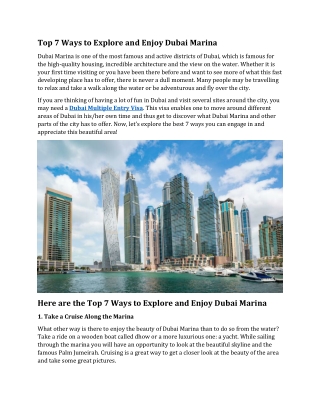 Top 7 Ways to Explore and Enjoy Dubai Marina